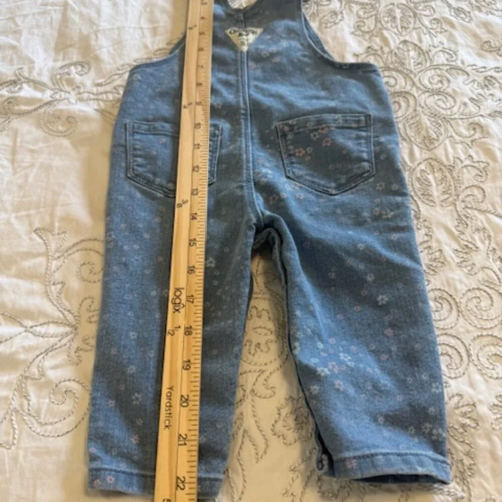 Oshkosh B'gosh Girl's 9M Vestbak Overalls Denim Floral Print